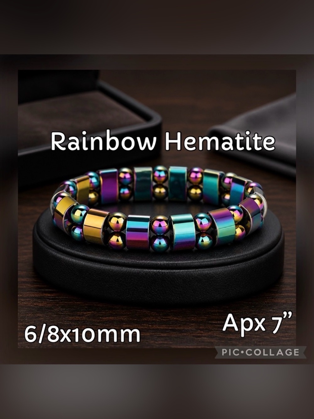 Rainbow Hematite Streychy Bracelet - crystal / stone